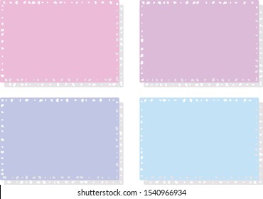 Pastel colored rounded rectangle boxes with a cute heart cutout border and a light gray shadow.