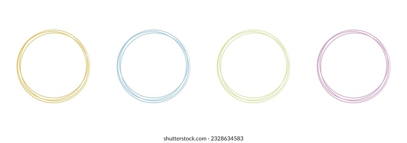 Pastel Colored Scribble Doodle Round Circle Frame