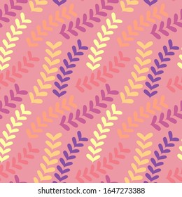 Pastel colored seamless pattern with abstract floral elements on pink background. Design for summer dress or wallpaper