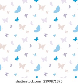 pastel colored seamless pattern with butterfly silhouettes