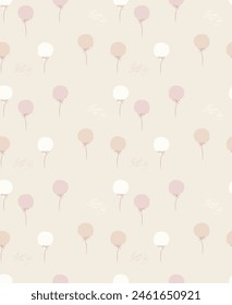 Patrones inconsútiles de color pastel con globos de aire de cumpleaños sobre fondo blanco.