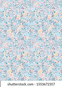 pastel colored seamless vector pattern with floral elements