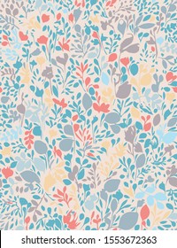 pastel colored seamless vector pattern with floral elements