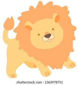 Pastel colored simple and cute orange lion