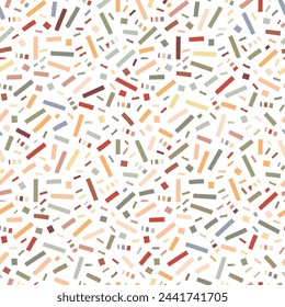 Pastel colored sprinkles confetti seamless pattern. Modern cute falling speckle vector seamless pattern. Hand drawn simple strokes and dots. Falling decorative sprinkles, childish style wallpaper.