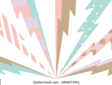 Pastel Colored Thunder Pattern Effect Line