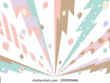 pastel colored thunder pattern effect line and balloons