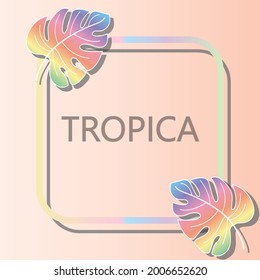 Pastel colored tropical leaves vector background