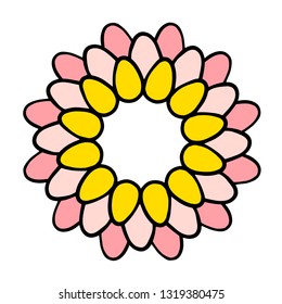 Pastel colored wreath with eggs for easter hand drawn illustration