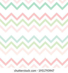 Pastel colored zigzag lines wallpaper. seamless texture with Easter ornament on white background. Vector illustration. Easter shevron pattern for eggs