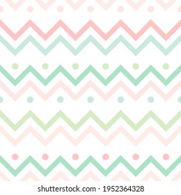 Pastel colored zigzag lines wallpaper. seamless texture with Easter ornament on white background. Vector illustration. Easter shevron pattern for eggs