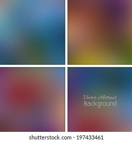 Pastel colorful abstract blurred background set. Vector illustration.