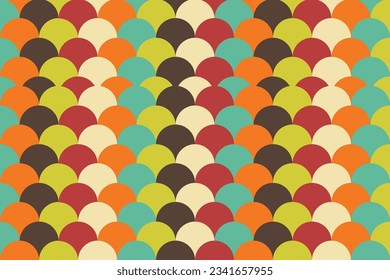 Pastel COLORFUL Abstract Scallop Seamless Repeat Wallpaper. eps 10