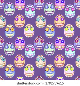 Pastel colorful bold sugar skull seamless pattern. Day of the dead funny cartoon skulls seamless pattern. Dia de los muertos traditional mexican holiday endless texture with colorful bold skulls.