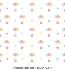 Pastel Colorful Bunch of Balloons Birthday Seamless Pattern Wallpaper Background