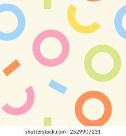 pastel colorful circle geometric shapes confetti seamless pattern 