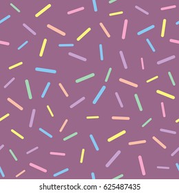 Pastel Colorful donut or cake glaze seamless pattern with sprinkle topping. Vector. Multi-colored