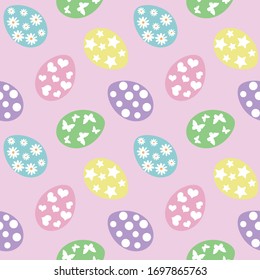 pastel colorful eggs easter holiday seamless pattern on a pink background vector