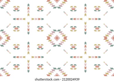 pastel colorful geometric Aztec style. Mosaic on the tile. Ethnic Moroccan pattern. Aztec pattern. Ethnic Native design. Aztec geometric pattern design for fabric textile. pillow case, carpet cover.