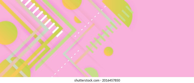 Estilo de papeleo de fondo abstracto de elementos geométricos coloridos en color pastel. Diseño de textura de fondo rosado abstracto de pasteles de arte punctúa