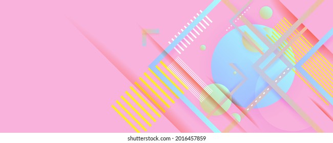 Pastellfarbene geometrische Elemente, abstrakter Hintergrund, Papierschnitt-Stil. Pastellfarben, rosafarbene Vektorgrafik, abstraktes rosafarbenes Hintergrunddesign