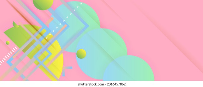 Pastel colorful geometric elements abstract background papercut style. Punchy art pastels vector abstract pink background texture design