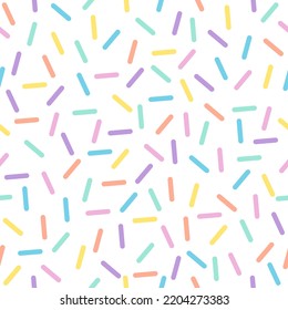 Pastel colorful glaze sprinkles sweet seamless pattern on white background for cool clothing, embroidery design, fabric, textile, cute wrapping paper, batik, curtain, carpet, background, wallpaper art