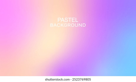 Pastel Colorful Gradient Background. Pink Yellow Purple and Blue Color Gradation. Grainy Noise Texture. Design for Template, Social Media, Trendy, Vintage, Brochure, Banner