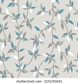 Pastel colorful leaves and branches on grey background. Abstract geometric colorful leaves pattern.