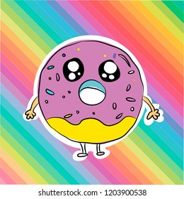 Pastel colorful line background on donut design vector