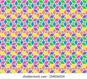 Pastel colorful mosaic star seamless pattern background vector.Repeating geometric shapes with rhombus.