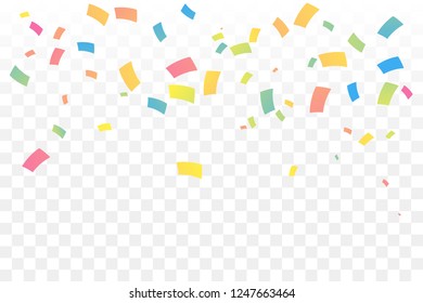 Pastel Colorful Tiny Confetti Isolated On Transparent Background. Vector