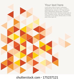 Pastel colorful vector background illustration with empty space for text. Grey, orange, pink, brown and red triangle geometric mosaic card document template. Flat surface chevron zigzag print design