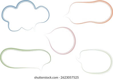 pastel colors abstract outline speech bubbles set
