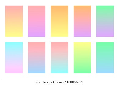Pastel colors backgrounds set. Soft colors gradients. Vector illustration. Modern screen vector design for mobile app.