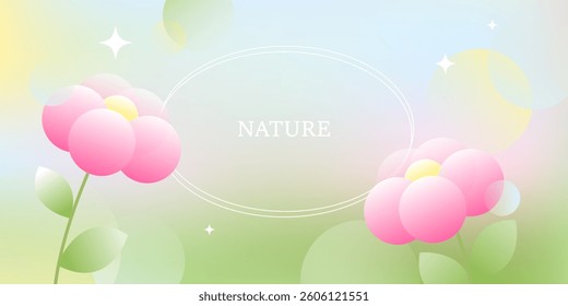 Pastel colors blooming  flowers background. Colorful geometric abstract flowers. Summer, spring design. Gradient soft backdrop.