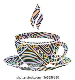 Pastel colors coffee cup vector icons on a white background.