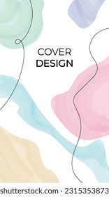 Pastel colors design, line arts. Social media stories and post creative vector. Background template with text. 