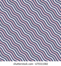 Pastel colors diagonal wavy stripes seamless pattern. Repeated line wallpaper. Abstract background with simple classic motif. Digital paper, textile print, page fill. Vector illustration