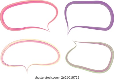 pastel colors different bright thick outline speech bubbles set