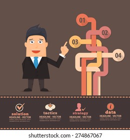 Pastel Colors Flat Vector Businessman Presentation Infographics Complex Arrow Elements Template