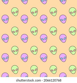 Pastel Colors Fun Alien Head Seamless Stock Vector (Royalty Free ...