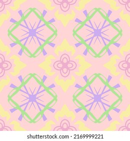 Pastel colors Geometric Pattern with Tribal Shape. Designed in Ikat, Boho, Aztec, Folk, Motif, Gypsy, Arabic Style. Ideal for Fabric Garment, Ceramics, Wallpaper, tiles.