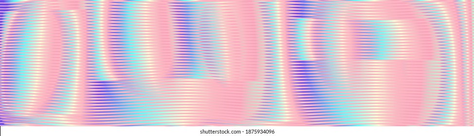 Pastel colors Iridescent abstract background of linear rounded forms with glow moire effect. Multicolored gradient texture for web background saver, mobile apps, business card, web page, books, site.