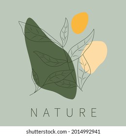 Colores pasteles fondo vectorial minimalista con elementos de naturaleza y texto