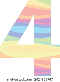 colores pastel número cuatro, ilustración vectorial, aislado sobre fondo blanco.