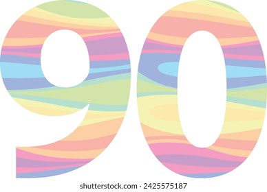 colores pastel número noventa, ilustración vectorial, aislado sobre fondo blanco.