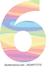 colores pastel número seis, ilustración vectorial, aislado sobre fondo blanco.