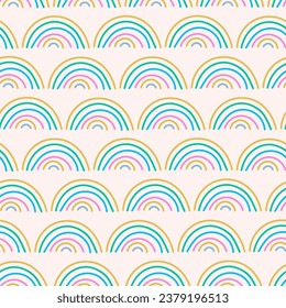 Color pastel arcoiris patrón sin fisuras. Ilustración de arcoiris dibujada a mano chilena fondo repetible para la superficie de impresión