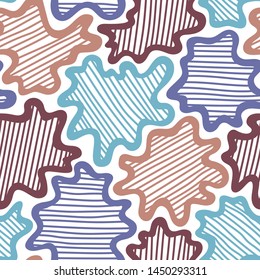 pastel colors seamless pattern with random stripped splashes. vector texture. organic cells
